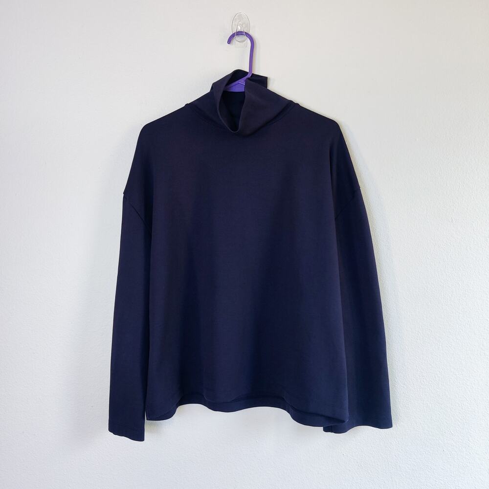 Acne Studios Lorma Heavy Cotton Funnel Turtleneck Boxy Pullover Small Blue - Picture 2 of 12
